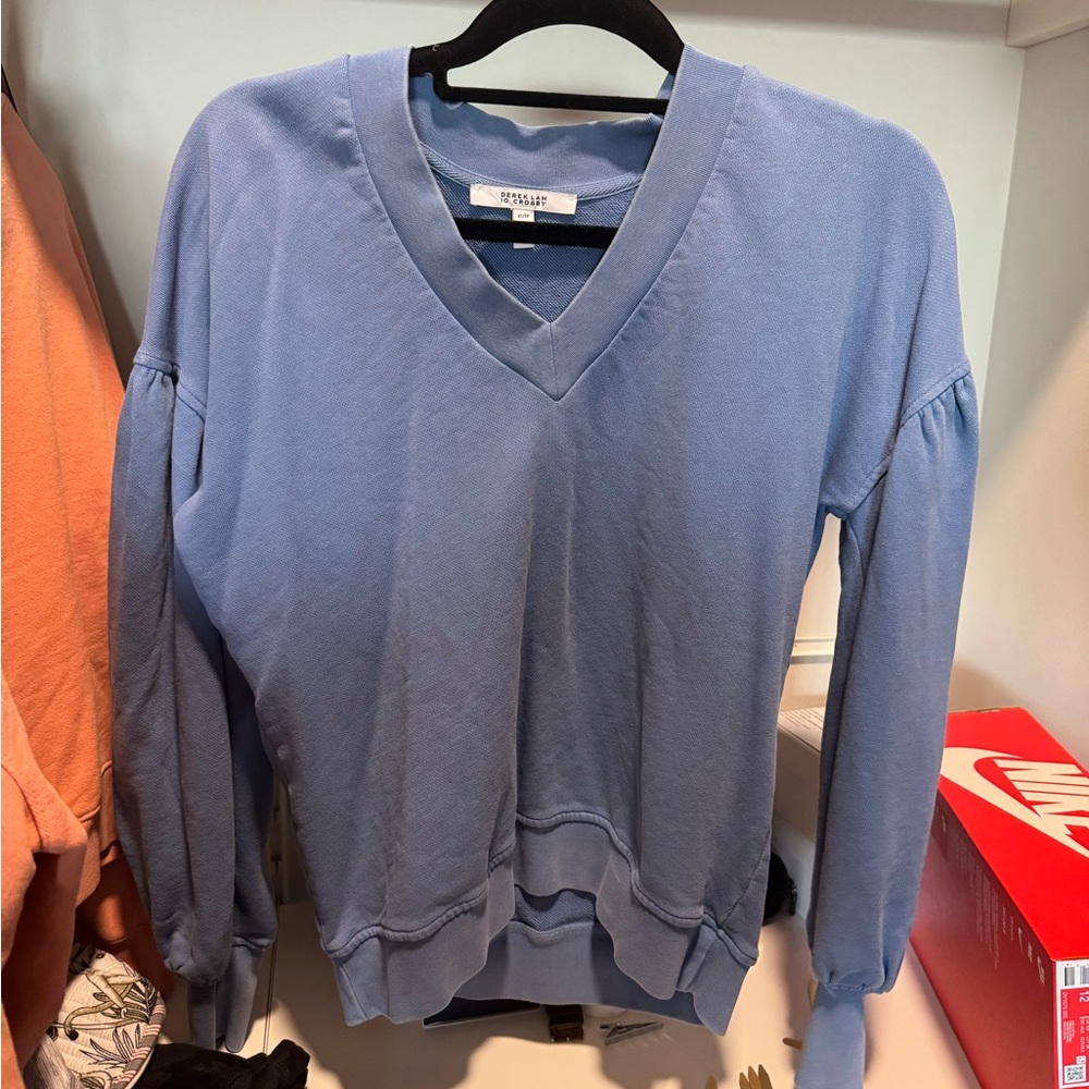 Derek Lam 10 Crosby - Edie V-Neck Sweatshirt in Deep Blue